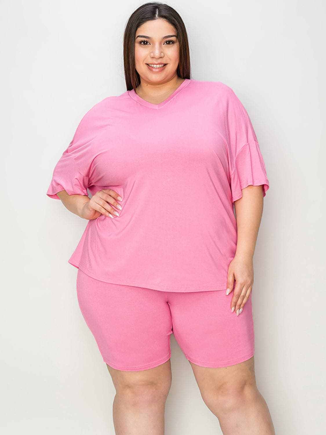 Basic Bae v-neck t-shirt & shorts set - Love Salve